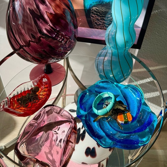 Murano Italian Blown Red Glass Art Bowl - Picture 4 of 4